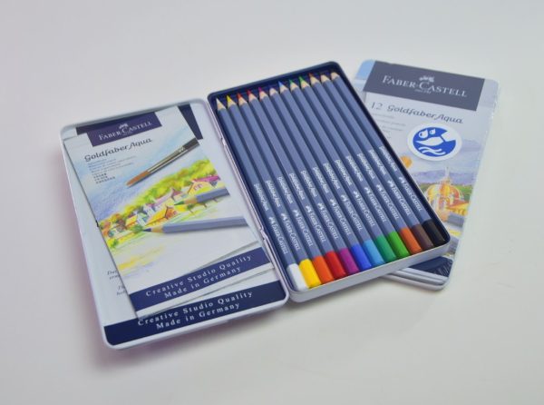 Lápiz de color Acuarelable 12 col. FABER CASTELL GOLD 114612 caja metal Alemania