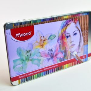 Lápiz de color Acuarelable 72 col. MAPED 32472 Mina de 3.7 mm caja metal