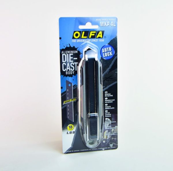 Estilete 18 mm Olfa MXP-AL Aluminio gatillo antideslizante.