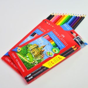 Lápiz de color largo 12 col. FABER CASTELL Eco lápiz + 2 lápiz c/tajador c/cartón 120