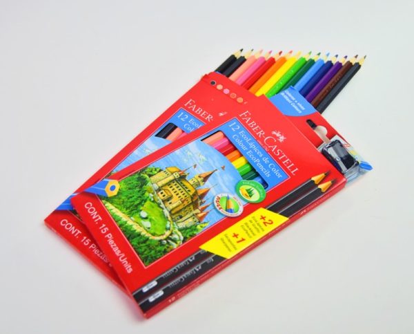 Lápiz de color largo 12 col. FABER CASTELL Eco lápiz + 2 lápiz c/tajador c/cartón 120