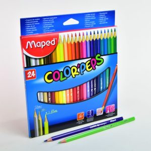 Lápiz de color largo 24 col. MAPED Peps triangular caja cartón 183224