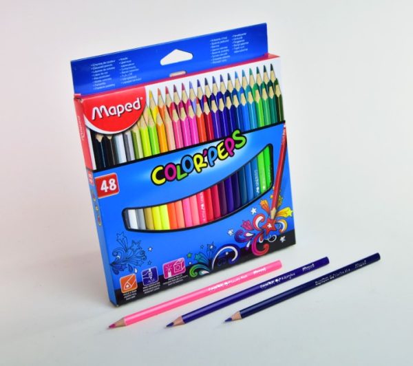 Lápiz de color largo 48 col. MAPED Peps triangular caja cartón