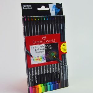 Lápiz de color largo 12 col. FABER CASTELL SOFT + 2 lápiz Madera Negra 120712