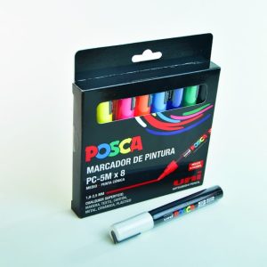 Marcador permanente UNI POSCA 2.5 mm 8 colores