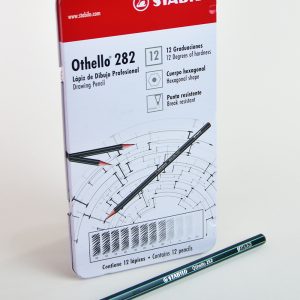 Lápiz de grafito P/Dibujo 12 unidades. Stabilo Othello 8B-4H estuche de metal 282-12M
