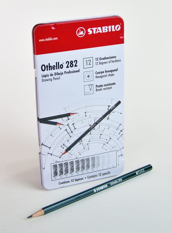 Lápiz de grafito P/Dibujo 12 unidades. Stabilo Othello 8B-4H estuche de metal 282-12M