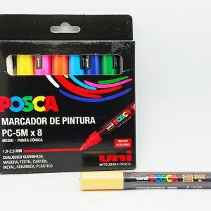 Marcador permanente UNI POSCA 2.5mm de 8 colores