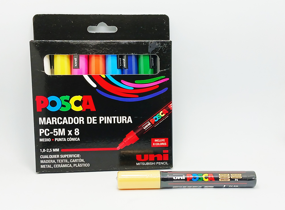 Marcador permanente UNI POSCA 2.5mm de 8 colores