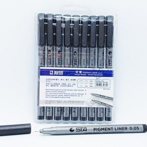 Tiralíneas STA Pigment liner Set/8 números + pincel