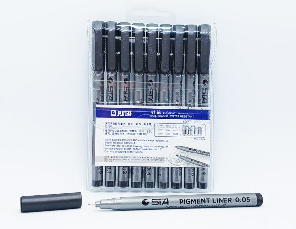Tiralíneas STA Pigment liner Set/8 números + pincel