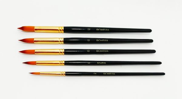 Pincel Set Redondo 5 piezas BOMEIJIA pelo sintético para/oleo/acuarela/acrílico AR 2-18 R.