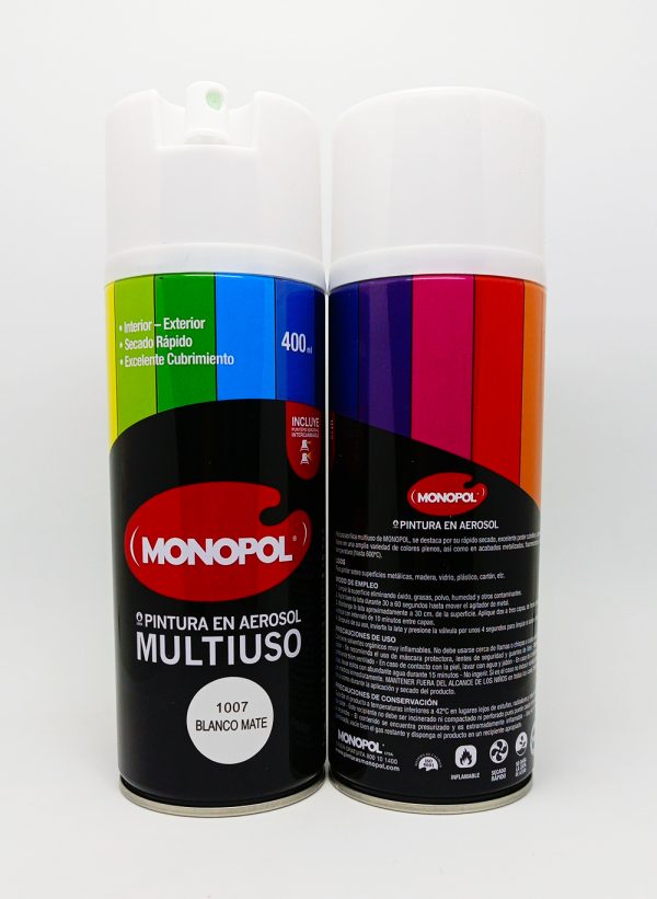 Pintura Aerosol 400 ml Mate Blanco Monopol - Imagen 2