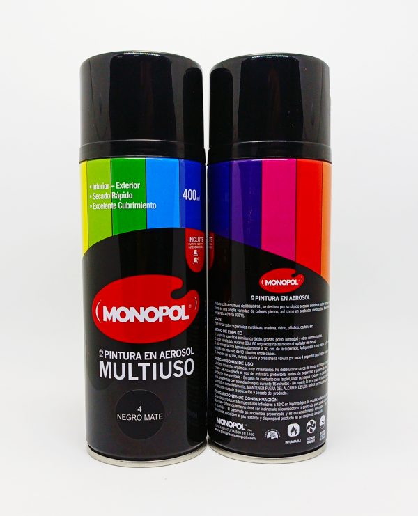 Pintura Aerosol 400 ml Mate Negro Monopol - Imagen 2