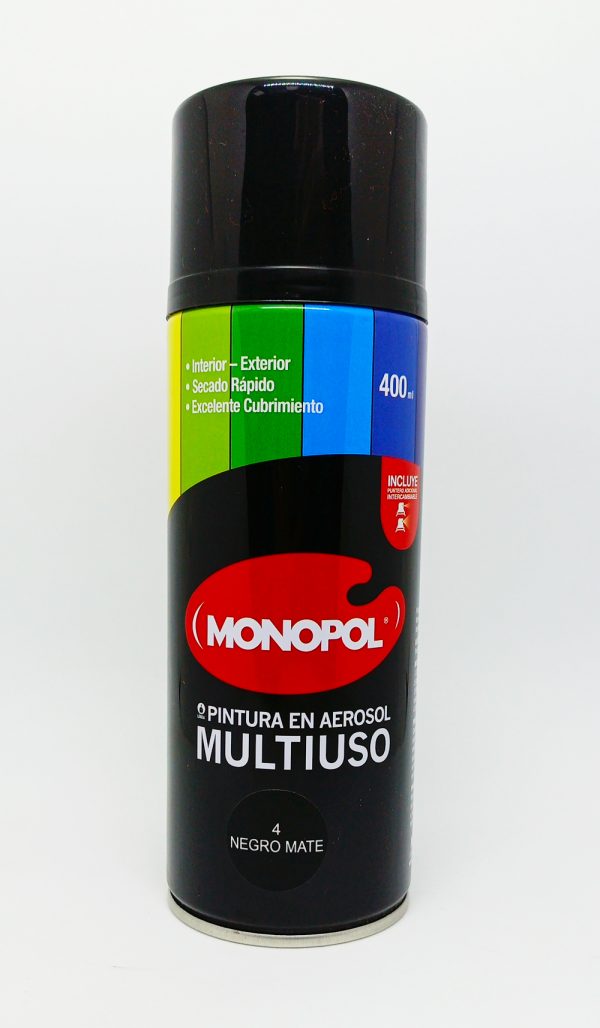Pintura Aerosol 400 ml Mate Negro Monopol