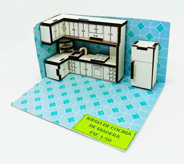 Juego de Cocina escala 1: 50 AM-54 doble de madera 3 piezas
