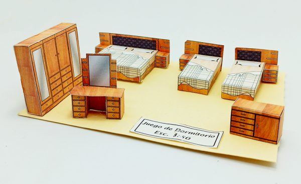 Juego de Dormitorio escala 1: 50 EM de cartulina 6 piezas.