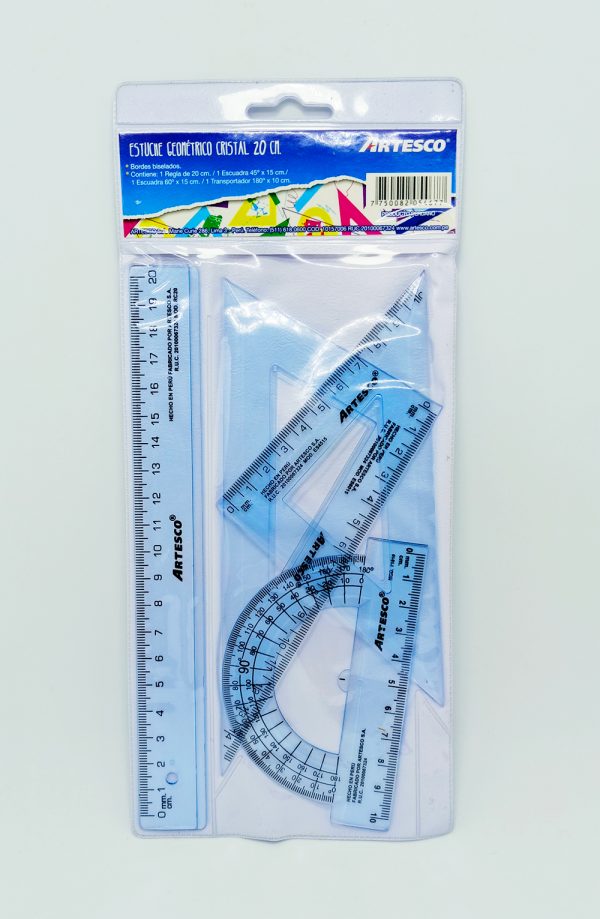 Estuche geométrico de 20 cms. Artesco Cristal