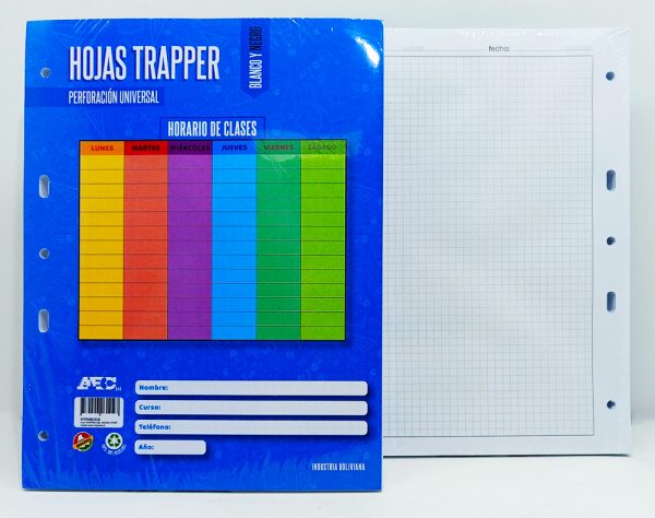Hojas para trapper Carta 5 perforación ABC Negro con margen
