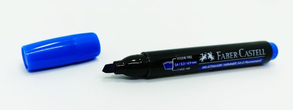 Marcador permanente FABER CASTELL 54 E Azul punta biselada - Imagen 2