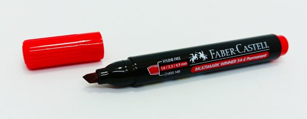 Marcador permanente FABER CASTELL 54 E Rojo punta biselada - Imagen 2