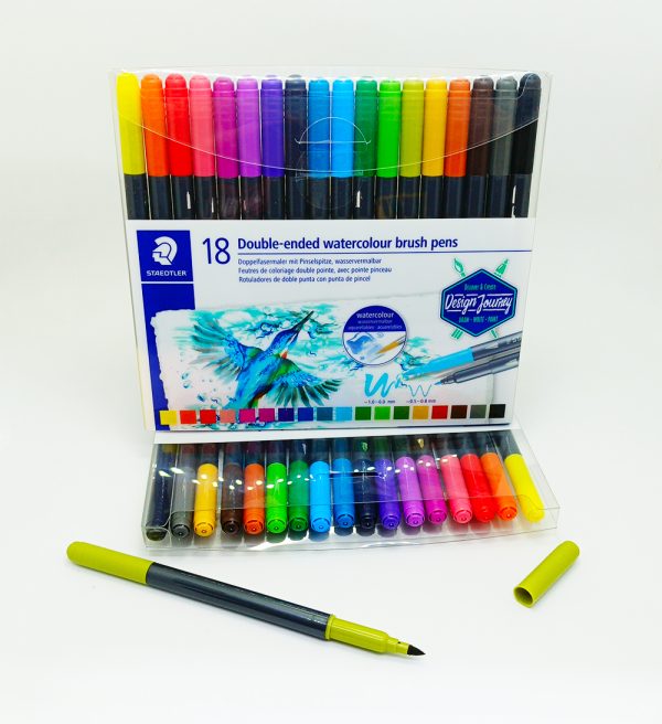 Marcador punta Pincel 18 col. STAEDTLER Marsgraphic duo, Dos puntas 3001 TB18