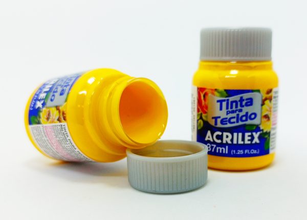 Pintura ACRILEX P/Tela Nº 505 37 ml T/ ploma Amarillo Oro - Imagen 2