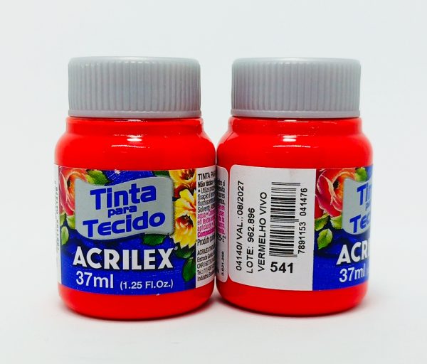 Pintura ACRILEX P/Tela Nº 541 37 ml T/ ploma Rojo Vivo - Imagen 3