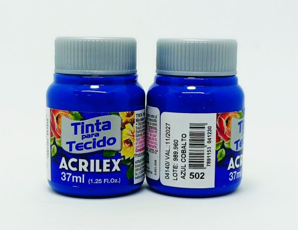 Pintura ACRILEX P/Tela Nº 502 37 ml T/ plomo Azul Cobalto - Imagen 3