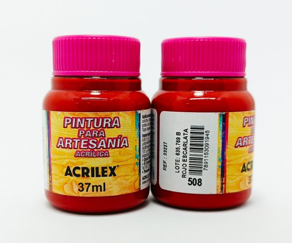 Pintura ACRILEX PVA (Artesanato) Nº 508 37 mls. Rojo Escarlata - Imagen 3