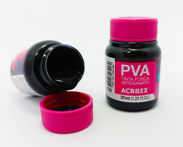 Pintura ACRILEX PVA (Artesanato) Nº 520 37 mls Negro - Imagen 2