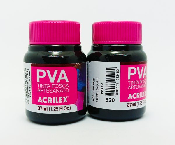 Pintura ACRILEX PVA (Artesanato) Nº 520 37 mls Negro - Imagen 3