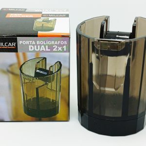 Porta Lápiz de plástico MILCAR Dual 2 x 1 Negro/humo con despachador