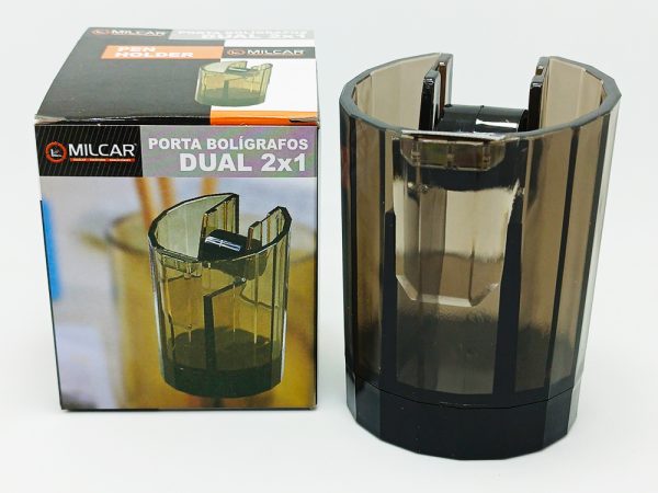 Porta Lápiz de plástico MILCAR Dual 2 x 1 Negro/humo con despachador
