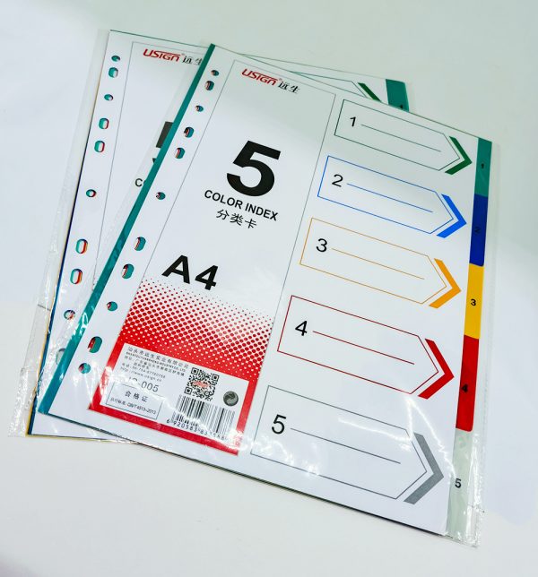 Separador de plástico de 5 pestañas T/A-4 USIGN - Imagen 2