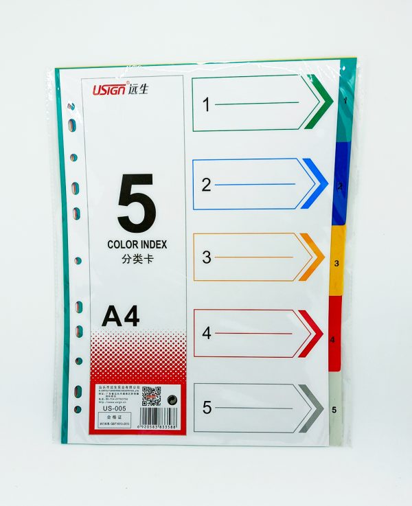 Separador de plástico de 5 pestañas T/A-4 USIGN