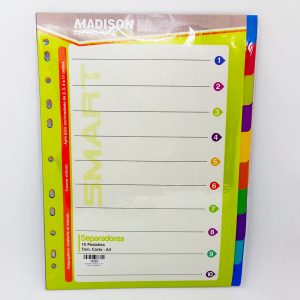 Separador de plástico de 10 pestañas T/A-4 MADISON You