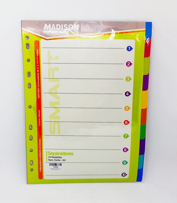 Separador de plástico de 10 pestañas T/A-4 MADISON You