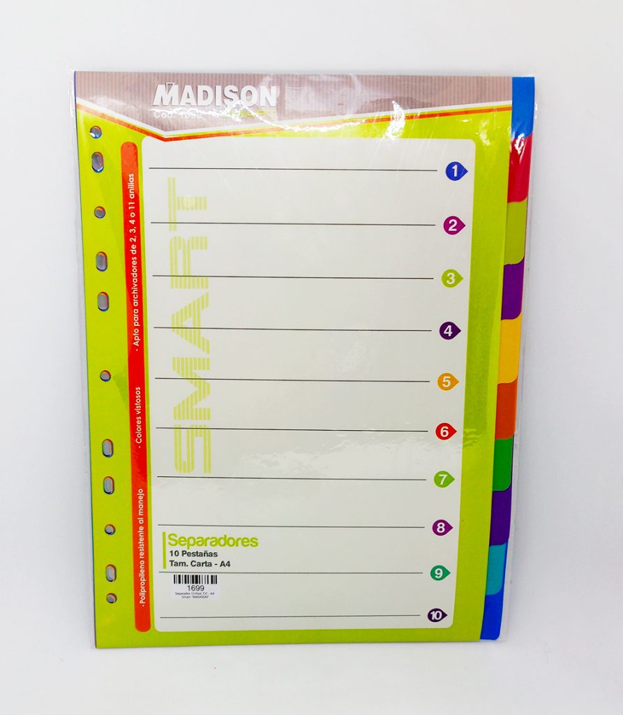 Separador de plástico de 10 pestañas T/A-4 MADISON You