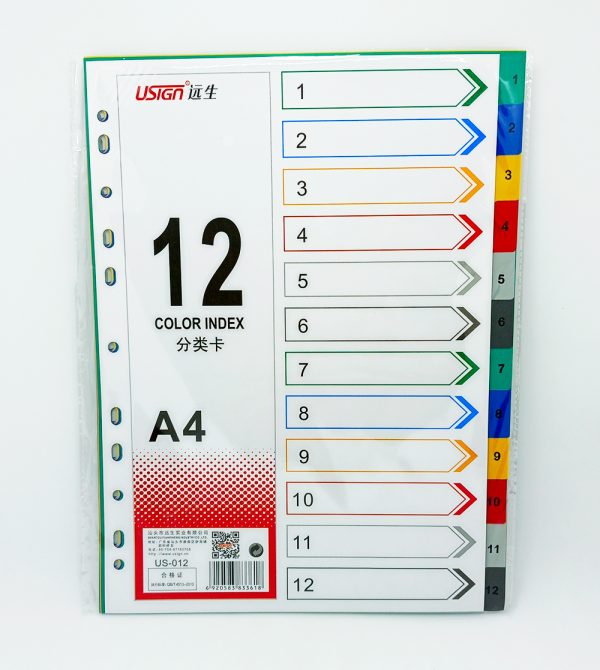 Separador de plástico de 12 pestañas T/A-4 USIGN
