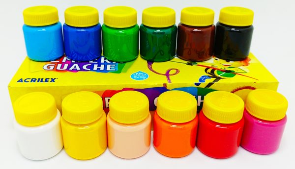Tempera de 12 colores ACRILEX Guache 15 mls - Imagen 2