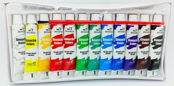 Tempera de 12 colores BIANYO/BOMEGA Guache en tubos de 12 mls. - Imagen 2