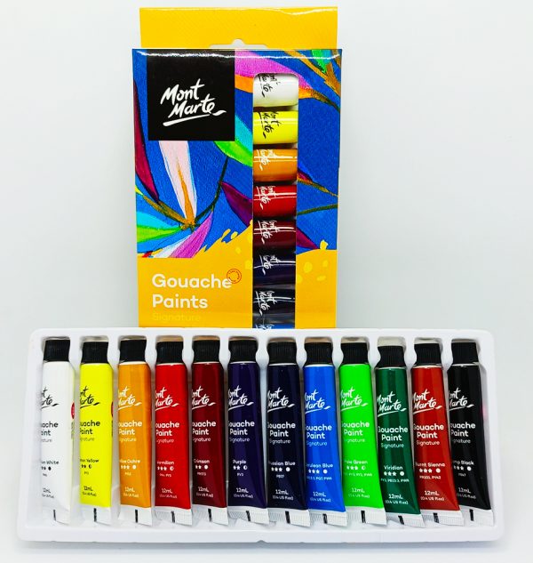 Tempera de 12 colores MONT MARTE Guache t/12 mls PMHS0028