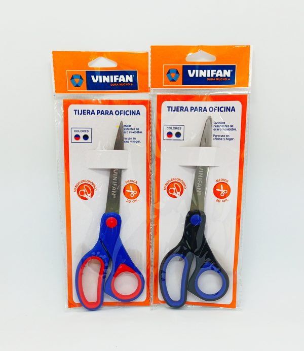 Tijera VINIFAN de oficina Azul y negro Super flex 20