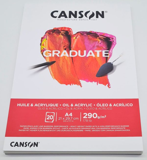 Block de Dibujo A-4 CANSON GRADUATE P/Oleo y Acrílico 250 gramos con 20 hojas 10380