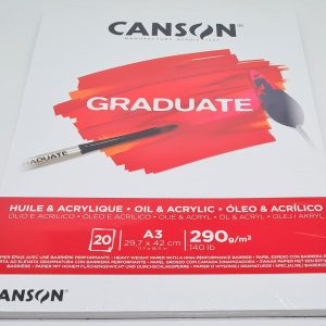 BLOC0066 Block de Dibujo A-3 CANSON GRADUATE para Óleo y Acrílico 250 gramos con 20 hojas.