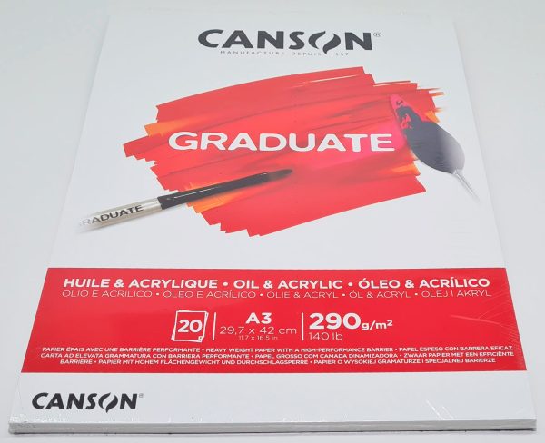 BLOC0066 Block de Dibujo A-3 CANSON GRADUATE para Óleo y Acrílico 250 gramos con 20 hojas.