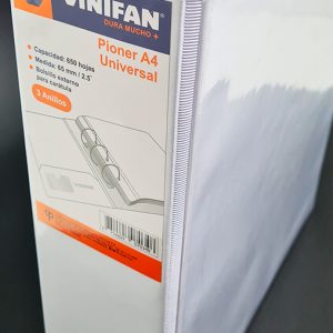 Cartapacio de tres perforaciones de 3" A/4 con visor VINIFAN