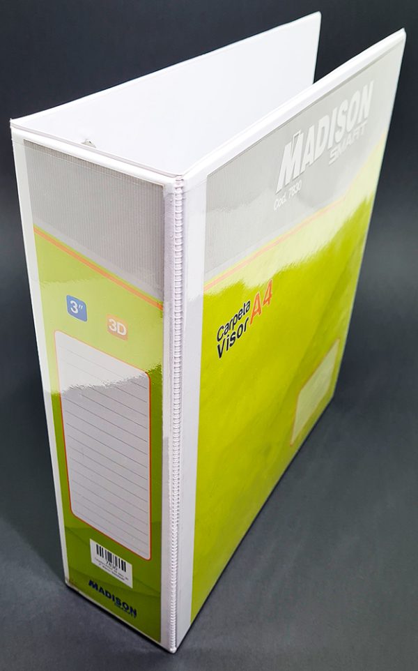 Cartapacio de tres perforaciones 3" A/4 con visor Madison