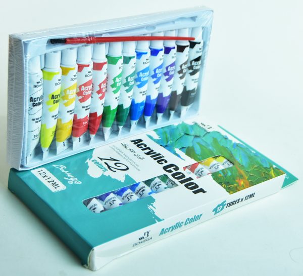 Pintura Acrílica 12 colores BOMEGA de 12 mls.